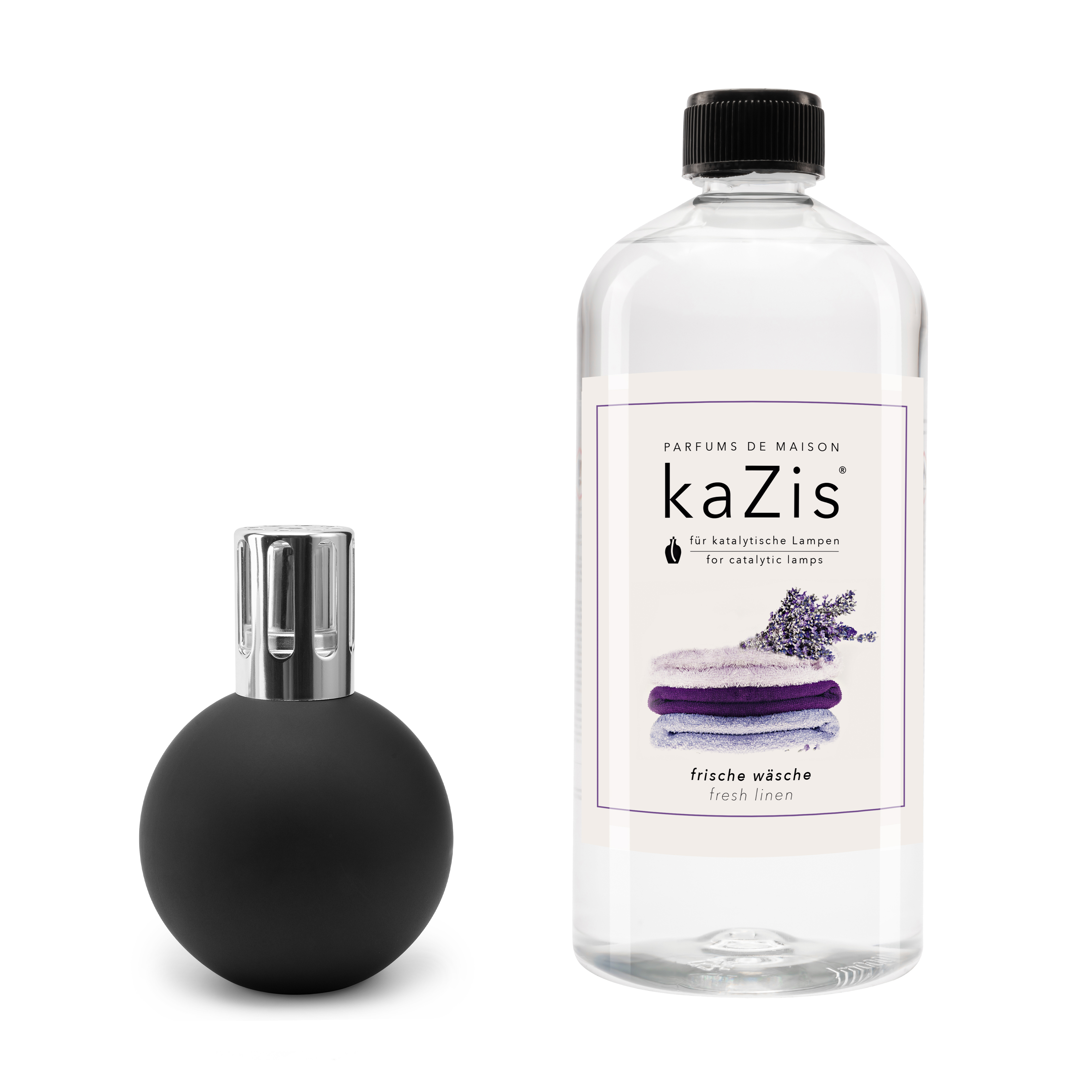 frische_waesche_flasche_schwarz Starter-Set Lampe + 1 Liter Duft nach Wahl
