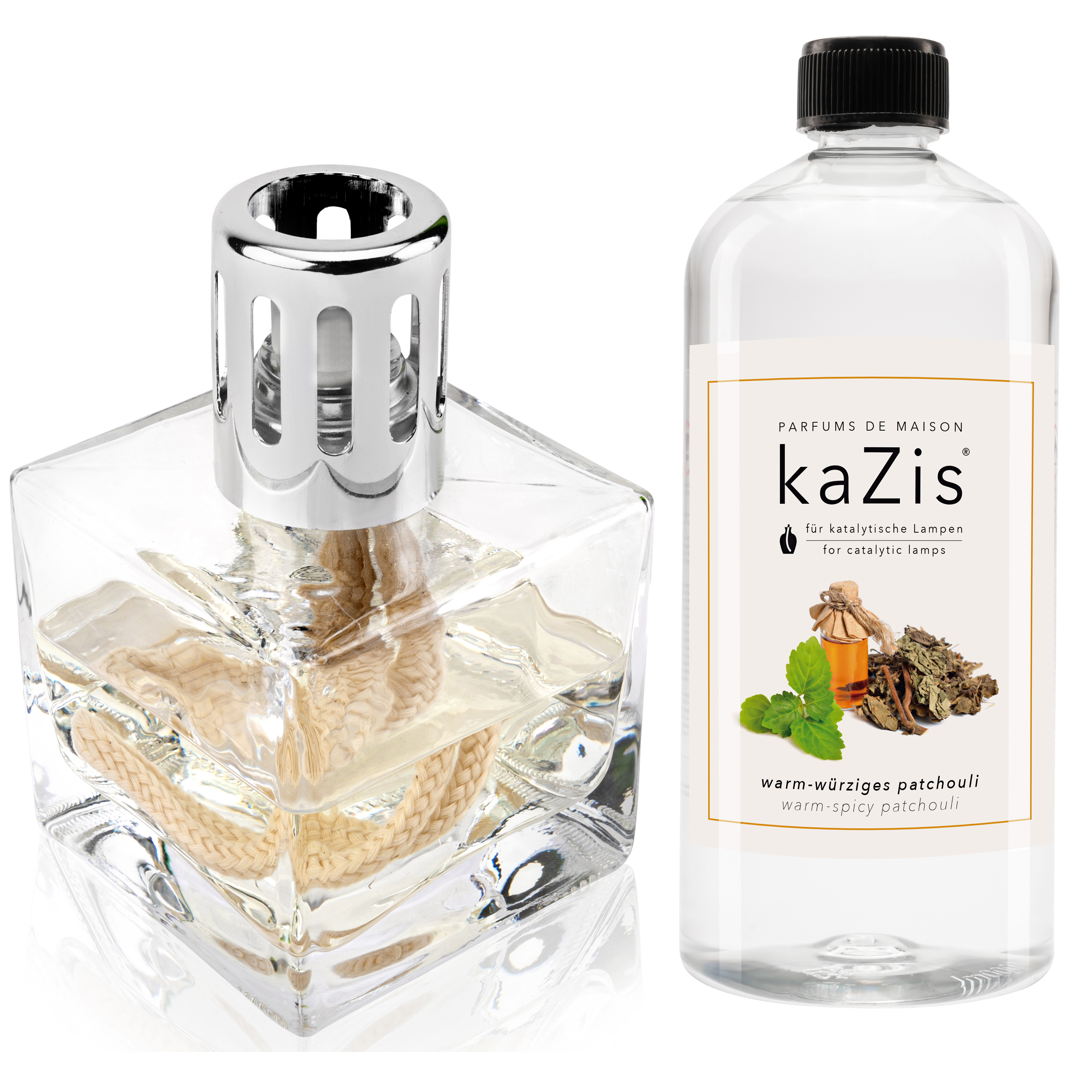 Titelbild_5 Starter-Set Katalytische Lampe + 1 Liter Patchouli