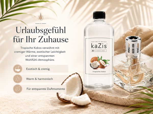 kaZis® 1 Liter Duft für katalytische Lampen - Tropische Kokos Raumduft Nachfüller