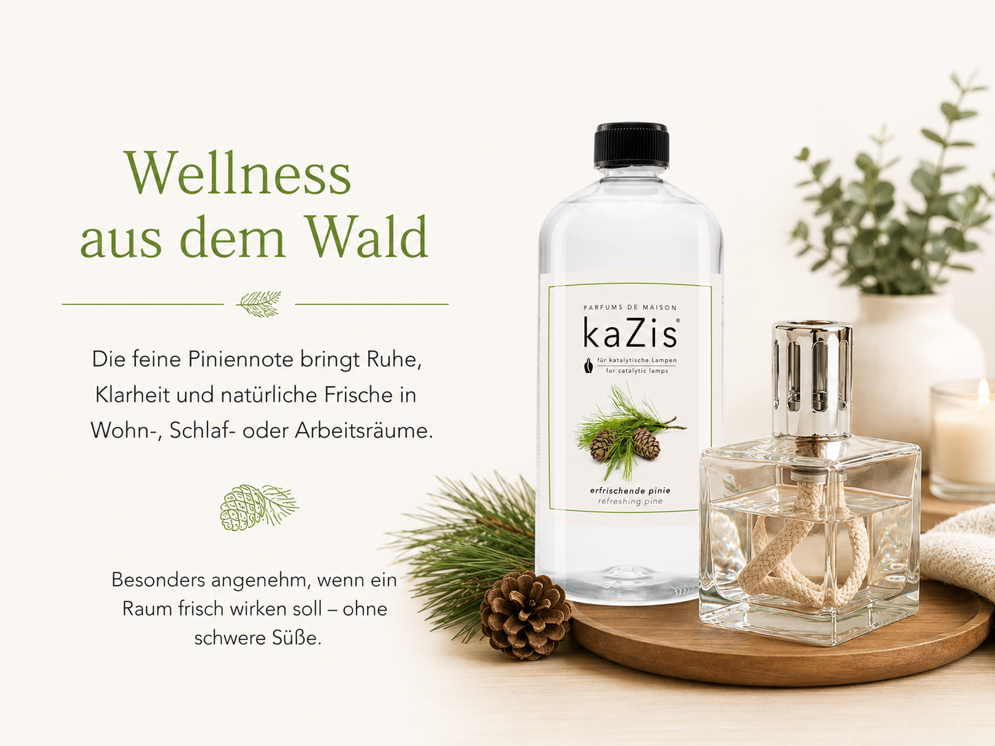 kaZis® 1 Liter Duft für katalytische Lampen - Erfrischende leichte Pinie Raumduft Nachfüller