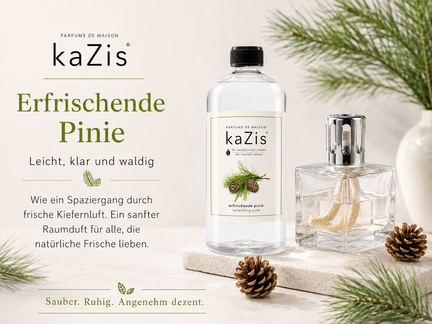 kaZis® 1 Liter Duft für katalytische Lampen - Erfrischende leichte Pinie Raumduft Nachfüller