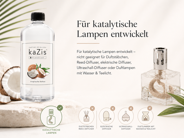 kaZis® 1 Liter Duft für katalytische Lampen - Tropische Kokos Raumduft Nachfüller