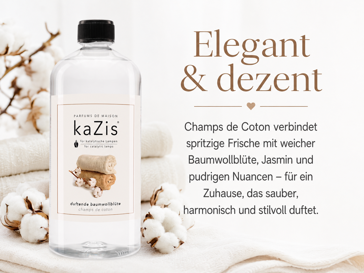 kaZis® 1 Liter Duft für katalytische Lampen - Champs de Coton Raumduft Nachfüller