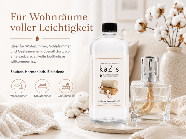 kaZis® 1 Liter Duft für katalytische Lampen - Champs de Coton Raumduft Nachfüller