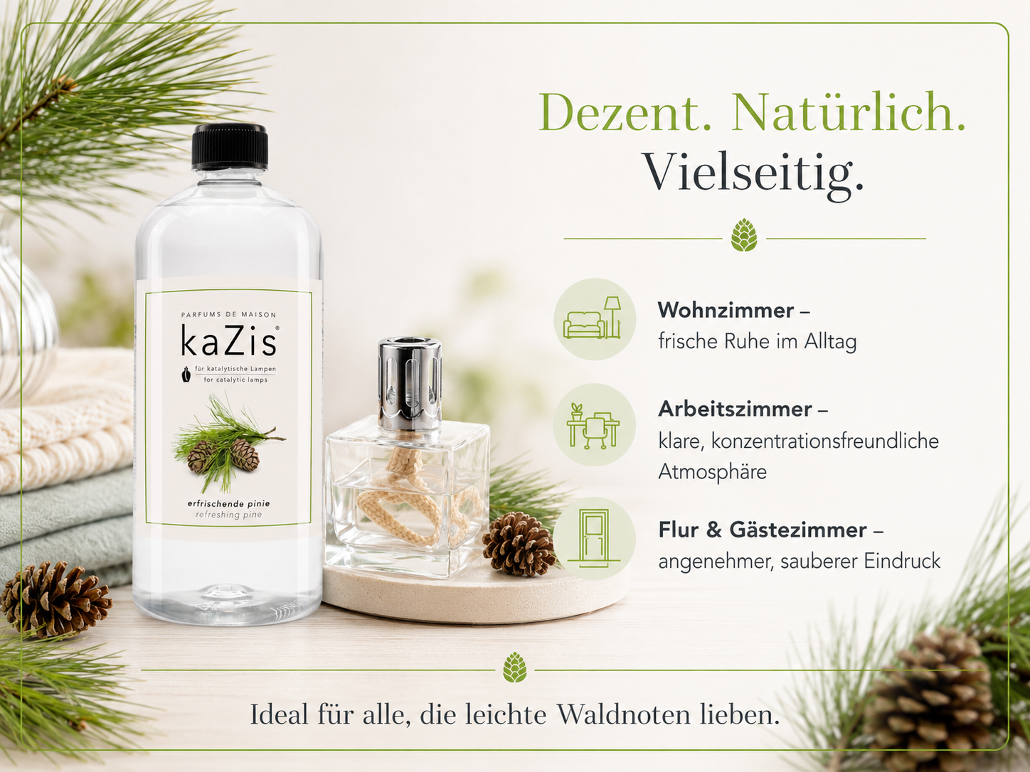 kaZis® 1 Liter Duft für katalytische Lampen - Erfrischende leichte Pinie Raumduft Nachfüller