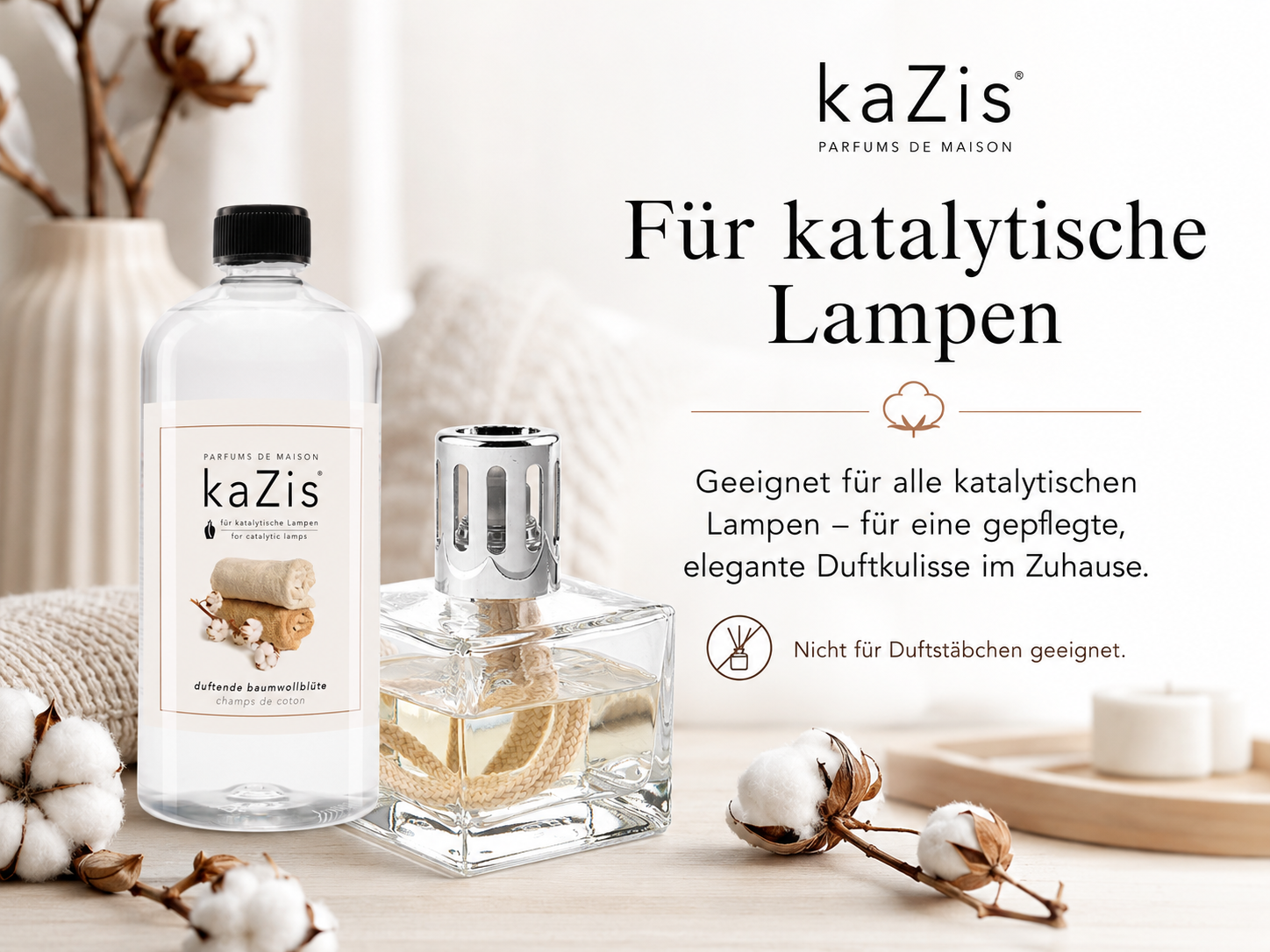 kaZis® 1 Liter Duft für katalytische Lampen - Champs de Coton Raumduft Nachfüller